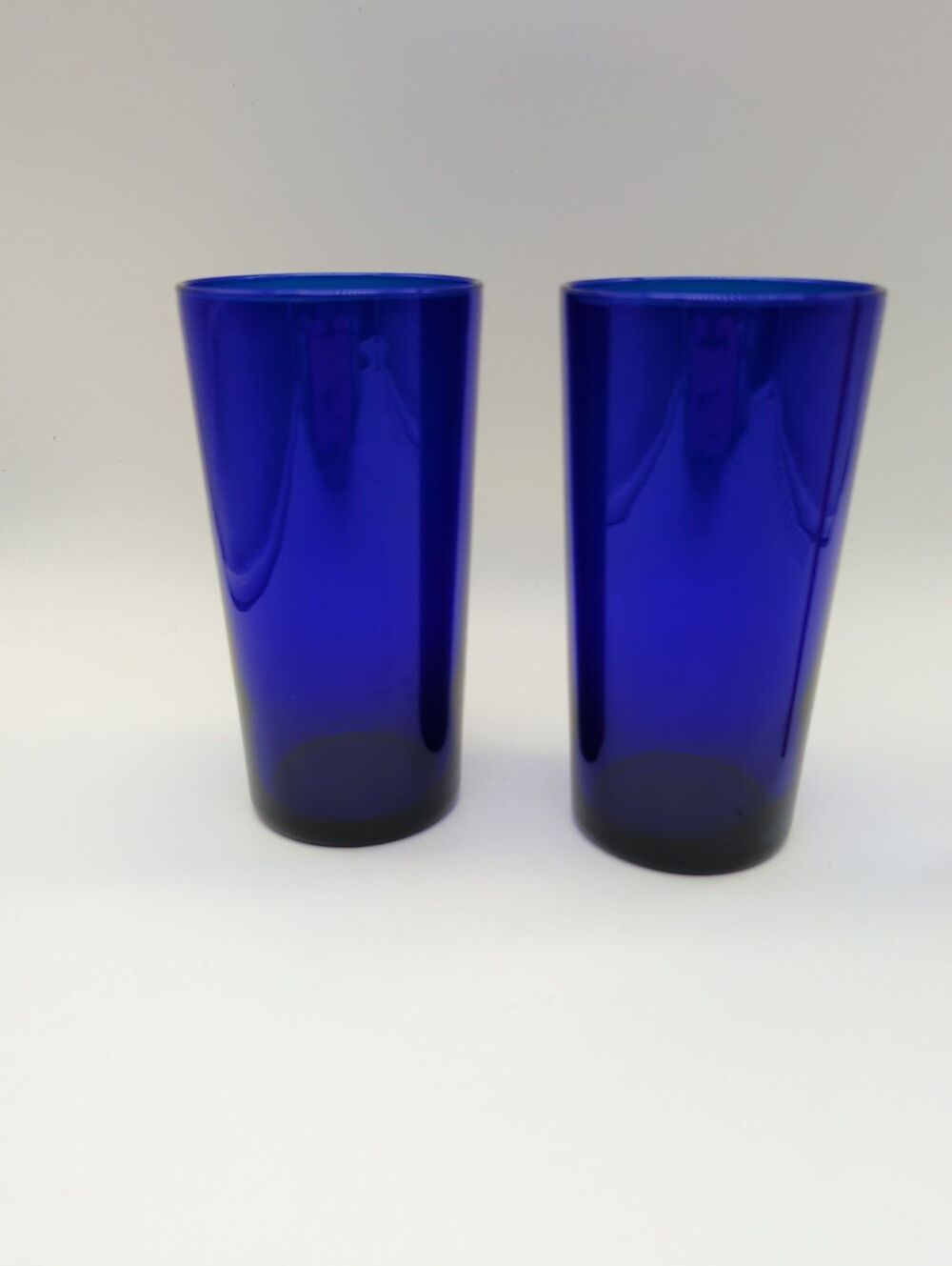 Vintage Libbey Cobalt Blue Glass Tumbler Round Bottom Tall 16oz Set of 2